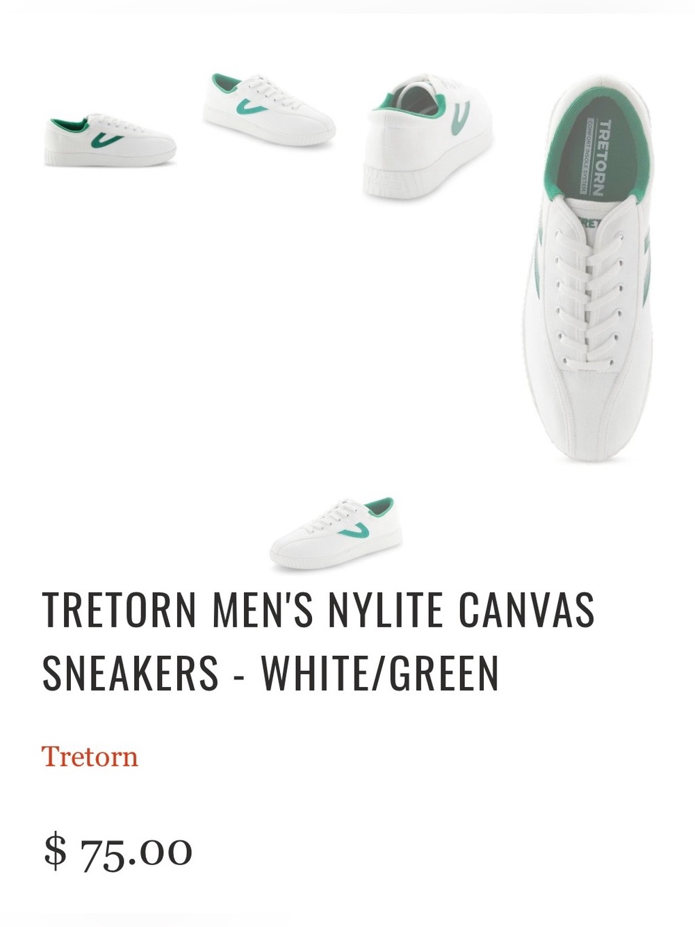 NWT TRETORN NYLITE CANVAS ORTHOLITE DESIGNER TENNIS/CASUAL SHOE CLASSIC MENS SZ8 - Picture 15 of 15